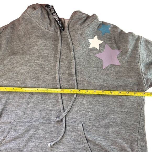 Wildfox Crop Hoodie Pullover Sweatshirt Star Print Grey Size Large - Picture 10 of 11